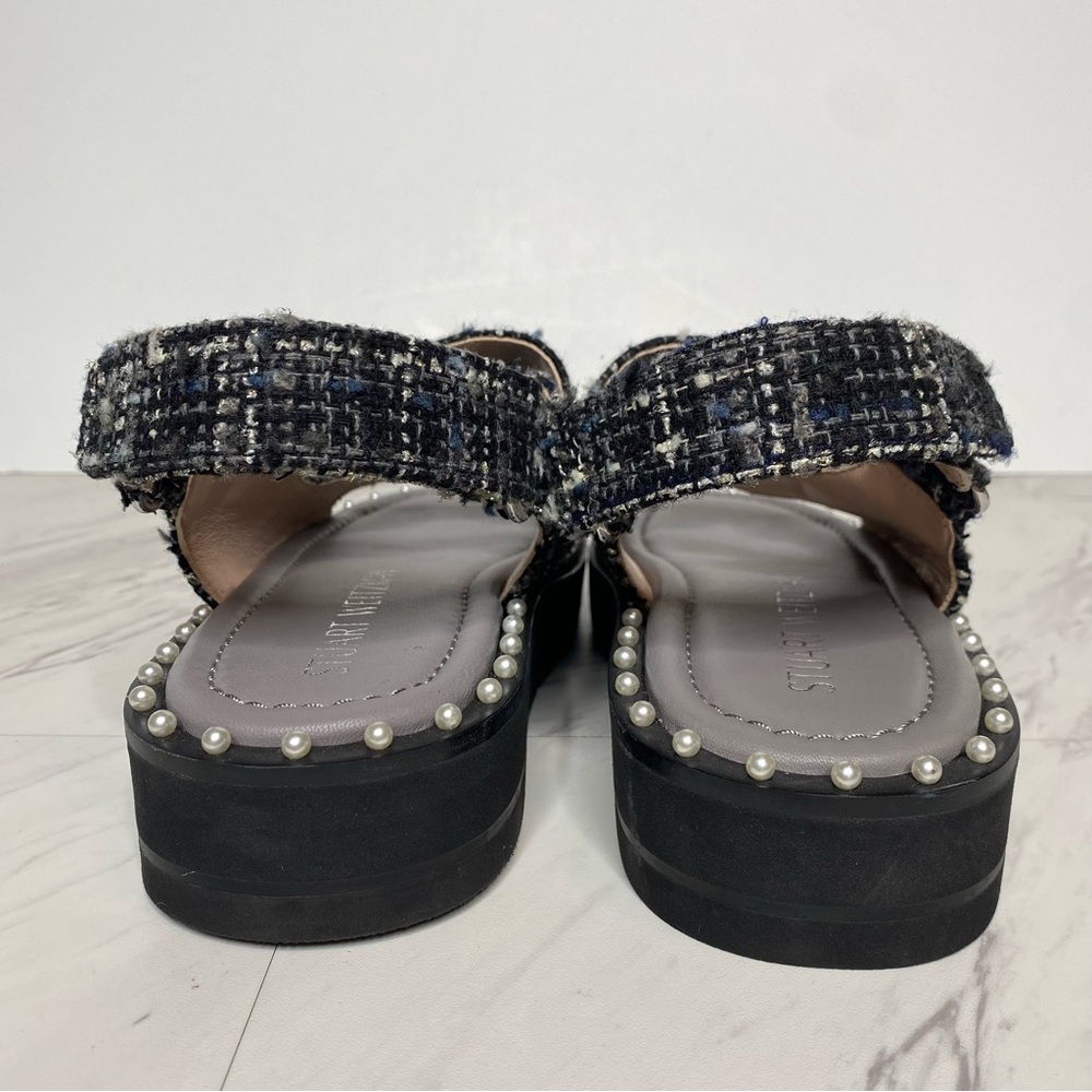 Stuart Weitzman Zoe Lift Embellished Tweed Sandal 8B - Picture 3 of 15